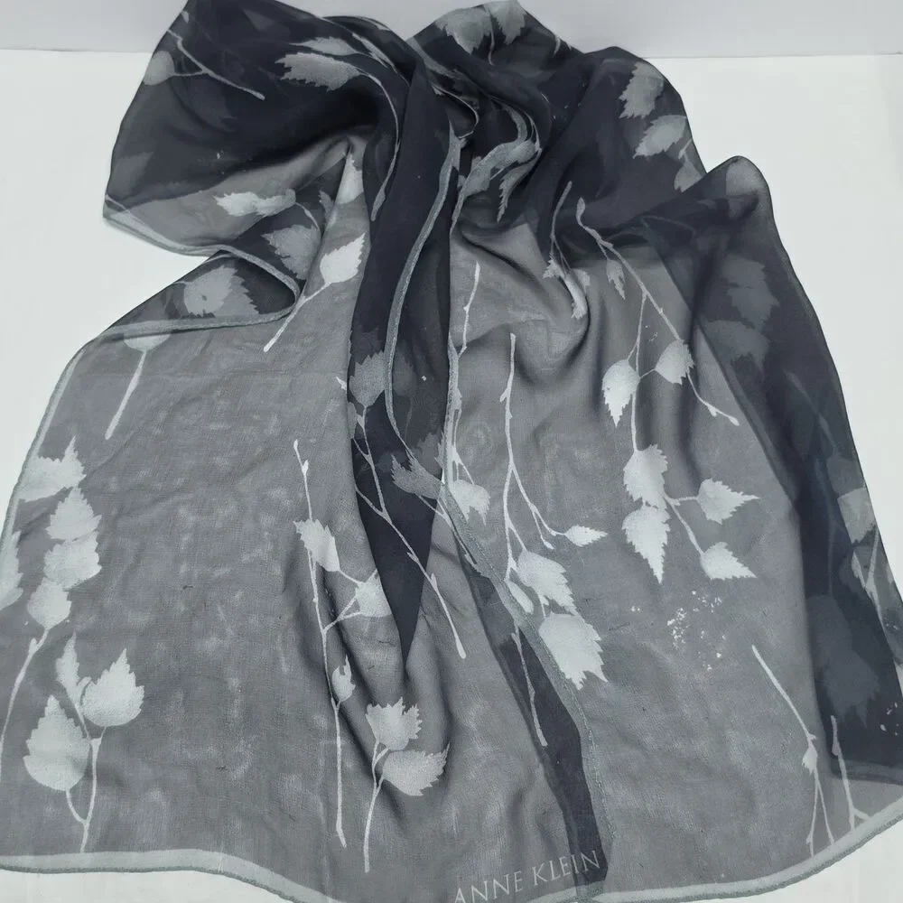 Vintage Designer Silk Scarf Bundle Of 3 Black White Gray Floral Paisley